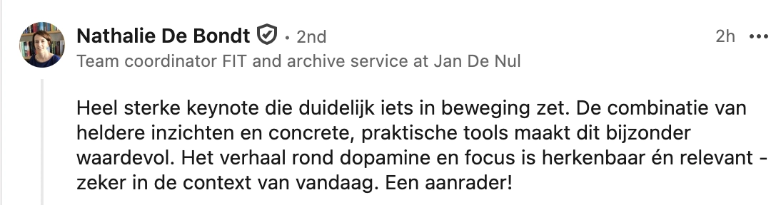 LinkedIn reactie keynote dopamine